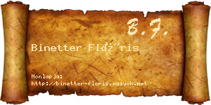 Binetter Flóris névjegykártya
